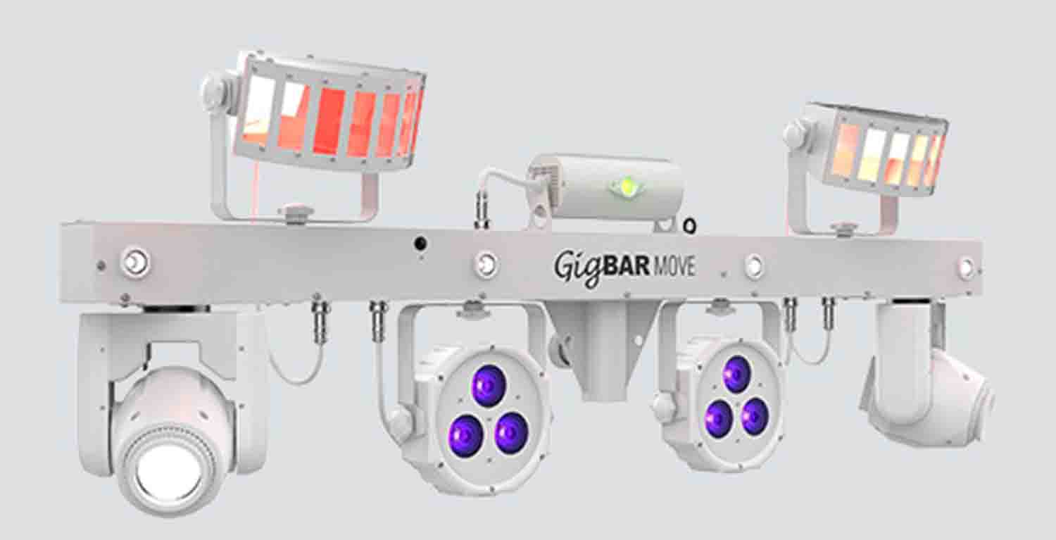Chauvet DJ GIGBAR MOVE 5-in-1 Lighting System With Pre-Mounted On a Single Bar- White - Hollywood DJ