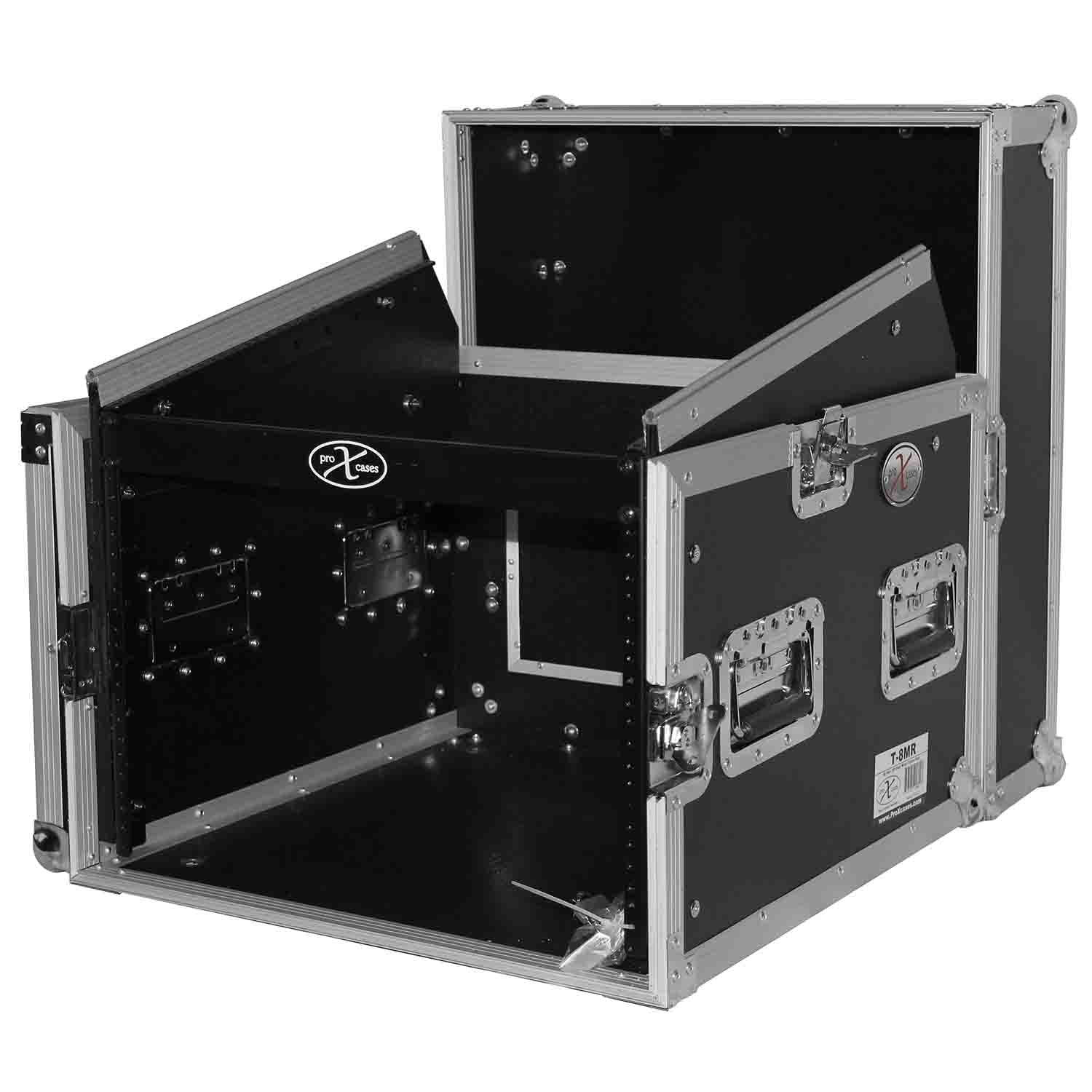 ProX T-8MRLT DJ Flight Case For Combo 8U Rack x 10U Top Mixer With Laptop Shelf - Hollywood DJ