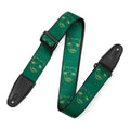 Levy's Leathers MPD2-113 2” Wide Polyester Guitar Strap with Green and Mustard Scanned Skull Motif - Hollywood DJ