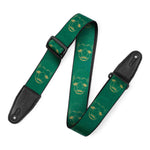 Levy's Leathers MPD2-113 2” Wide Polyester Guitar Strap with Green and Mustard Scanned Skull Motif - Hollywood DJ