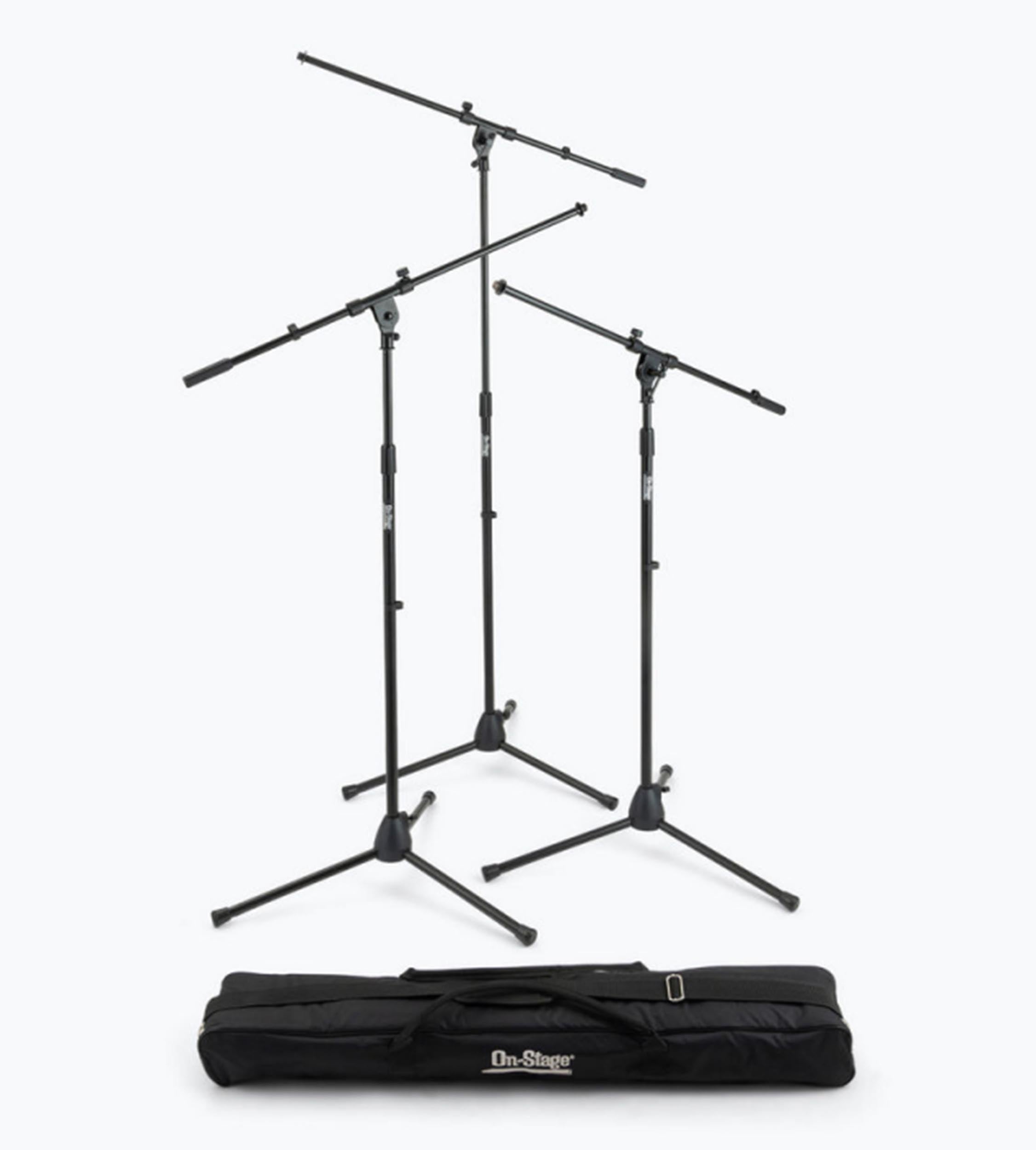 On Stage MSP7703, Three Euro Boom Mic Stands with Bag On-Stage