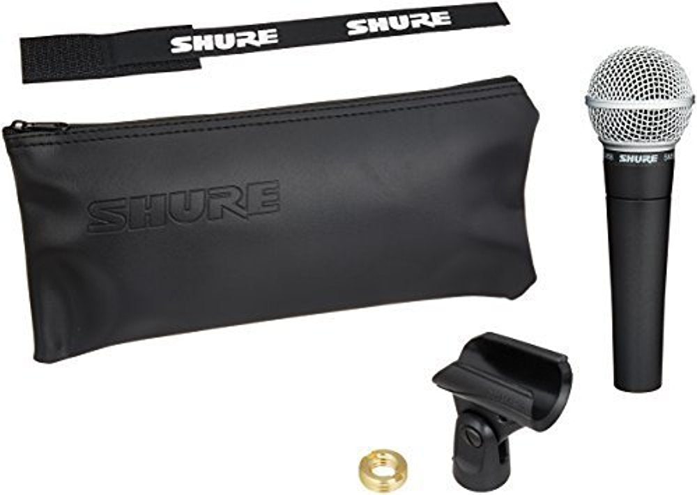 Shure SM58-LC Dynamic Vocal Microphone Cardioid Pickup 50Hz-15kHz Response Stand Adapter Zippered Carrying Case | Open Box - Hollywood DJ