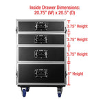 Odyssey FZWB4WDLX DJ Flight Case for Deluxe Four Drawer Workbox Tour with Casters And Side Table Odyssey