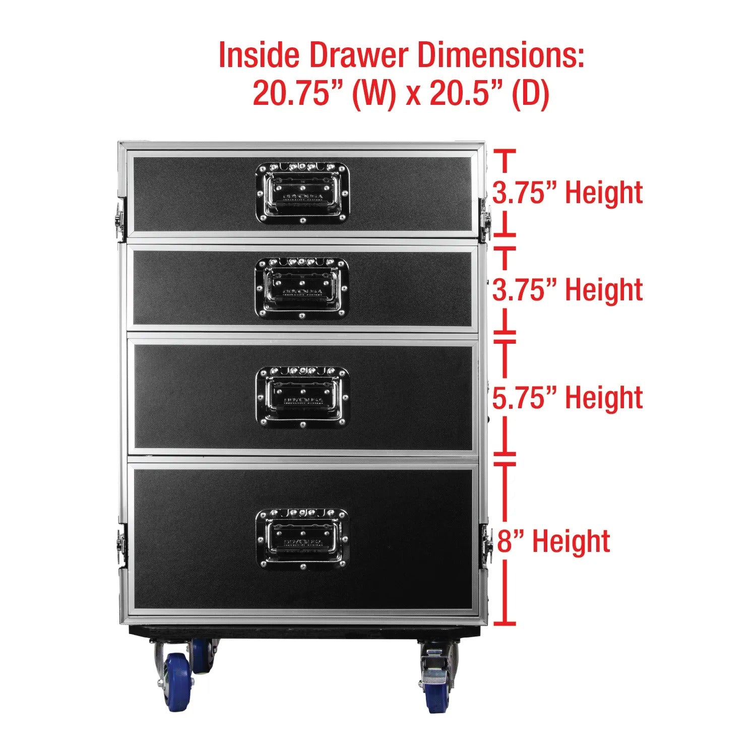 Odyssey FZWB4WDLX DJ Flight Case for Deluxe Four Drawer Workbox Tour with Casters And Side Table Odyssey