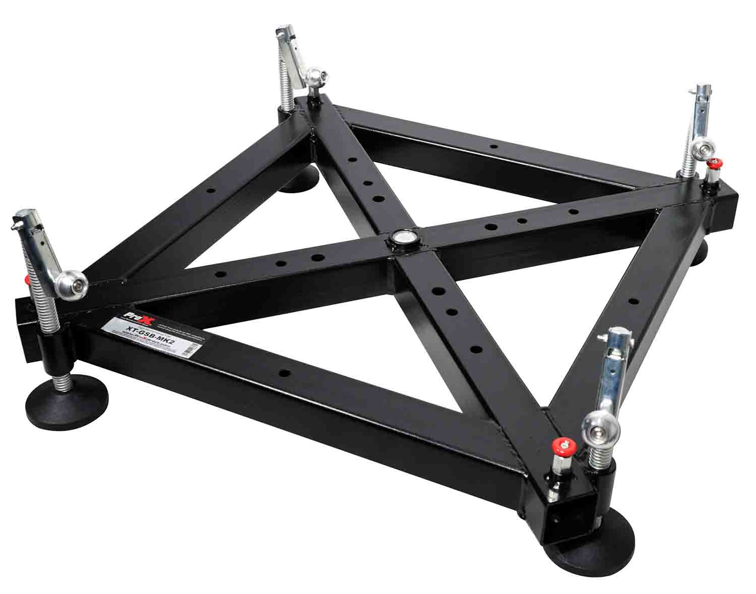 PROX XT-GSB MK3 Universal Vertical Tower Truss Ground Support Base on Wheels with Leveling Jacks for F34, F44 and 12" Bolt truss - Hollywood DJ