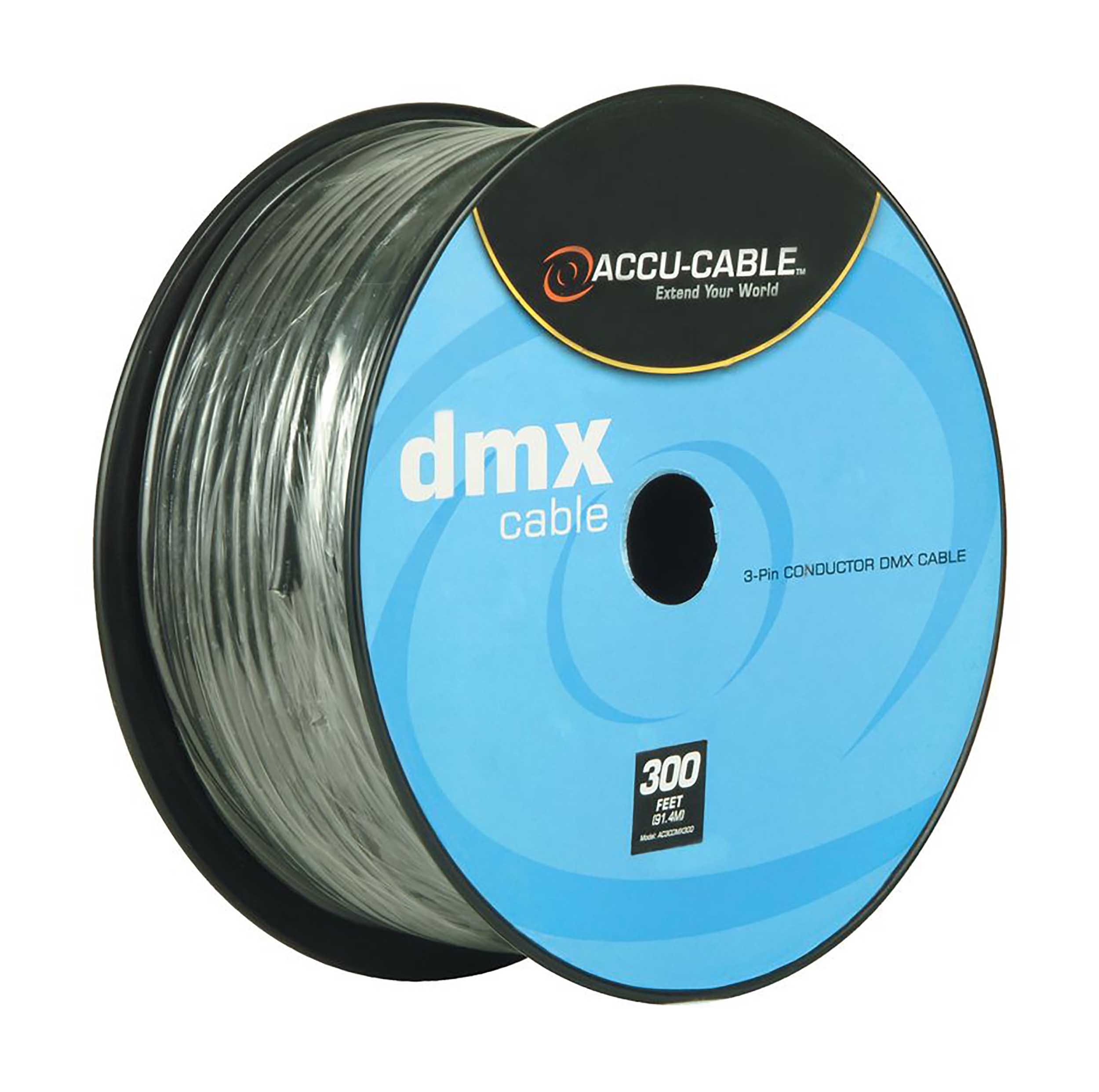 Accu-Cable AC3CDMX300, 3-Pin DMX Cable Spool - 300 Ft by Accu Cable