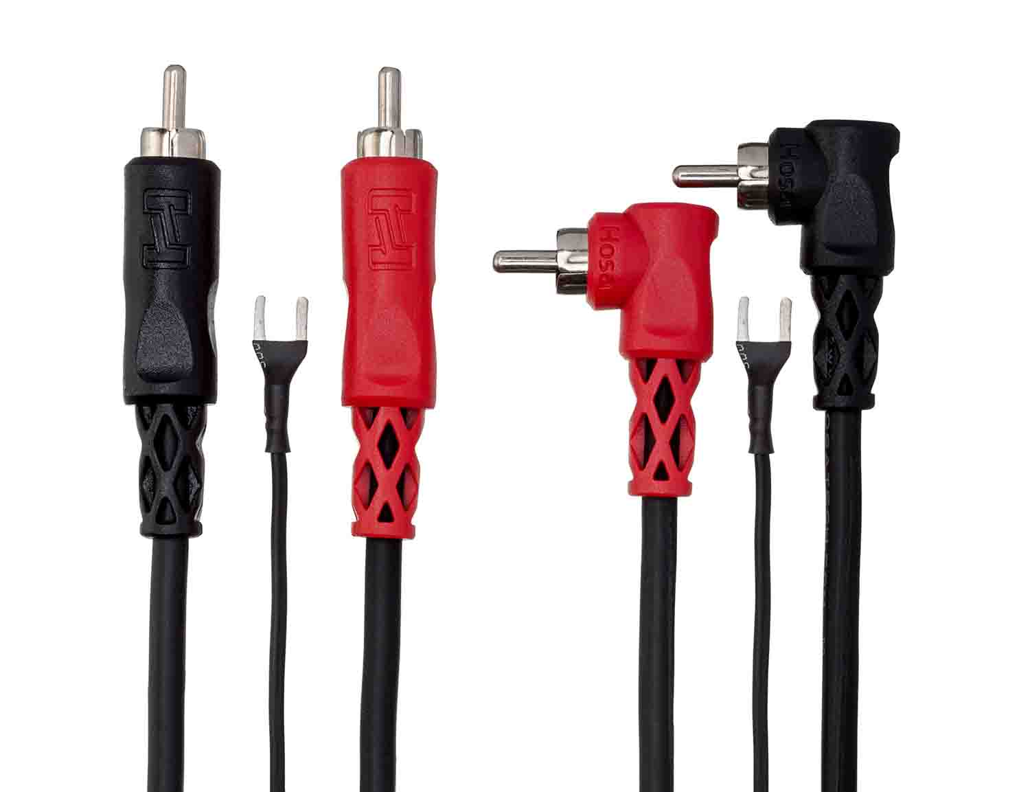 Hosa CRA-201DJ, Dual RCA to Dual Right Angle RCA with Ground Wire Stereo Interconnect Cable - 1 Meter - Hollywood DJ