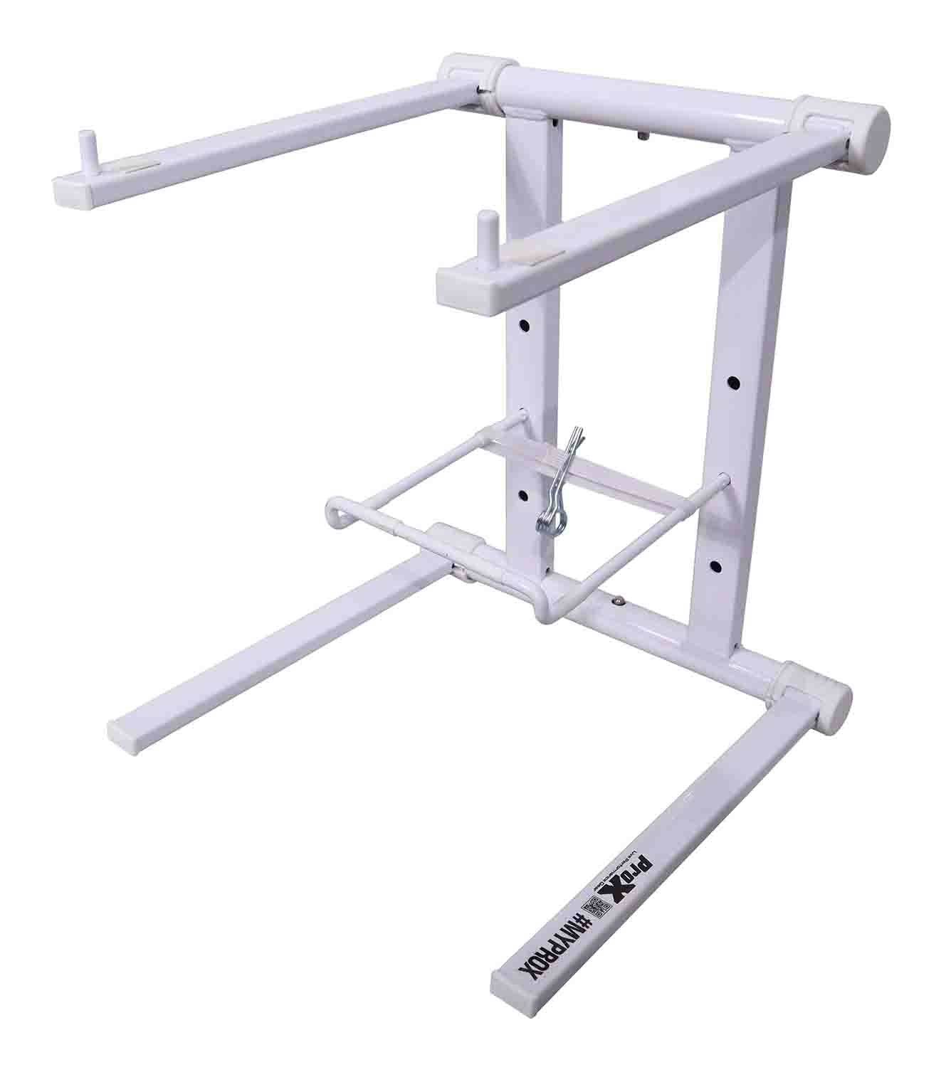 ProX T-LPS600WHITE, DJ Foldable Laptop Stand with Carrying Bag - White - Hollywood DJ