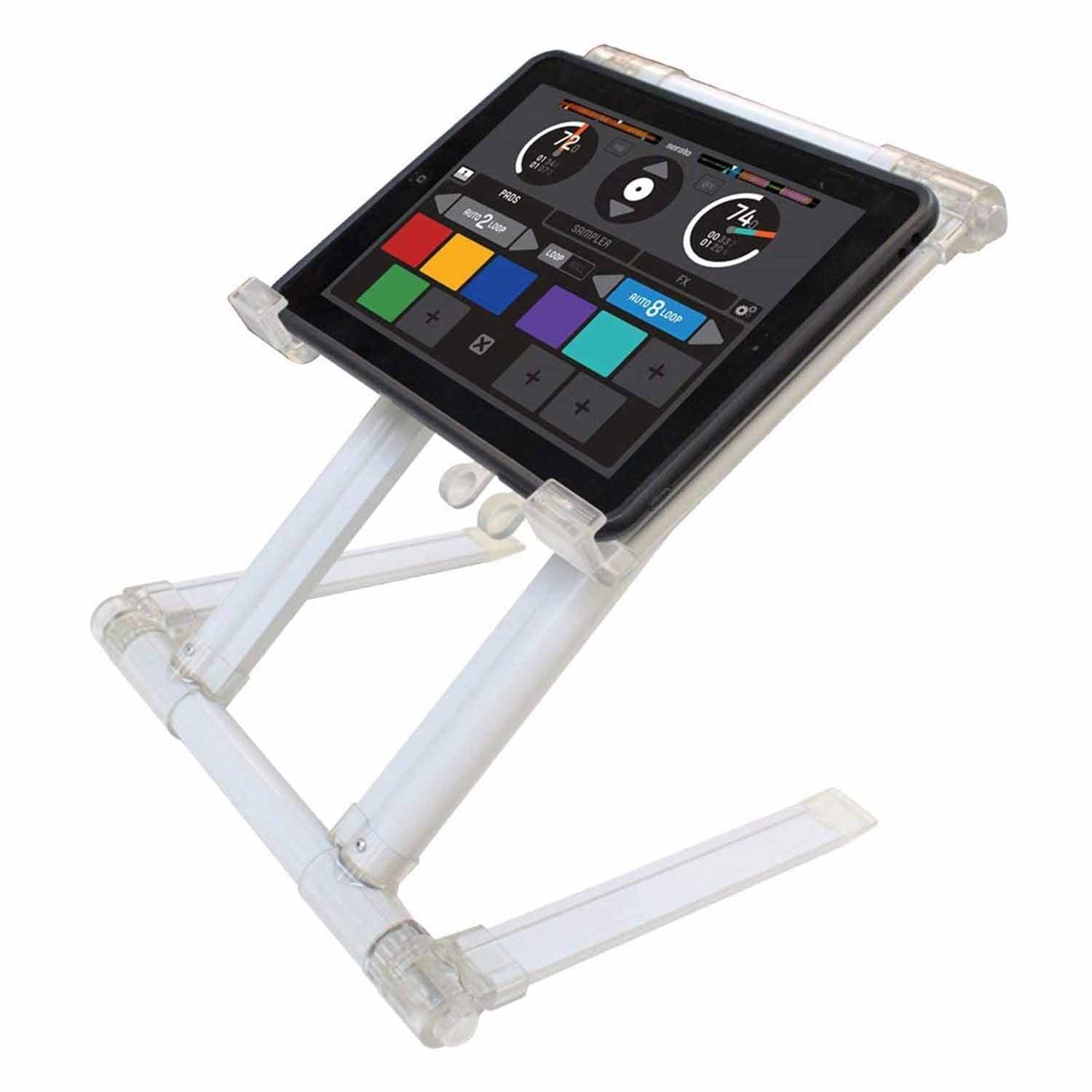 Odyssey LSTAND360WHT, DJ Folding Laptop Stand for Tablet Laptop L Stand Ultra 360 - White - Hollywood DJ