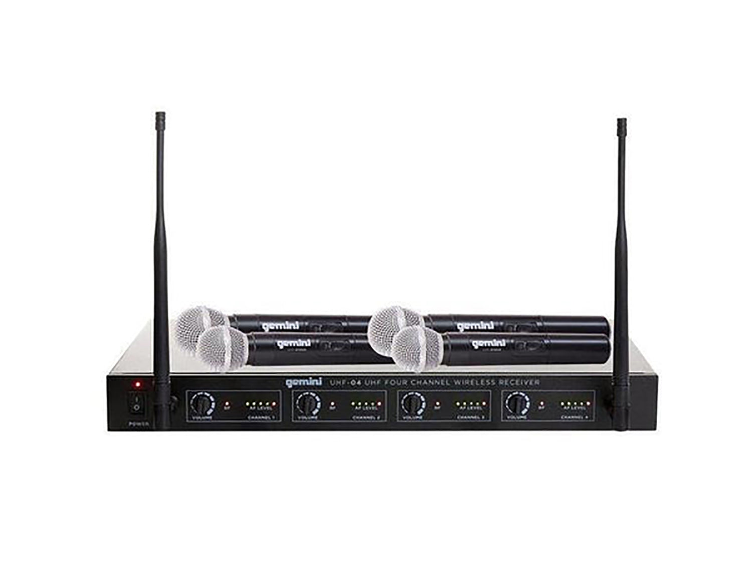 Gemini Sound UHF-04M, 4-Channel Wireless Handheld Microphone System - Hollywood DJ