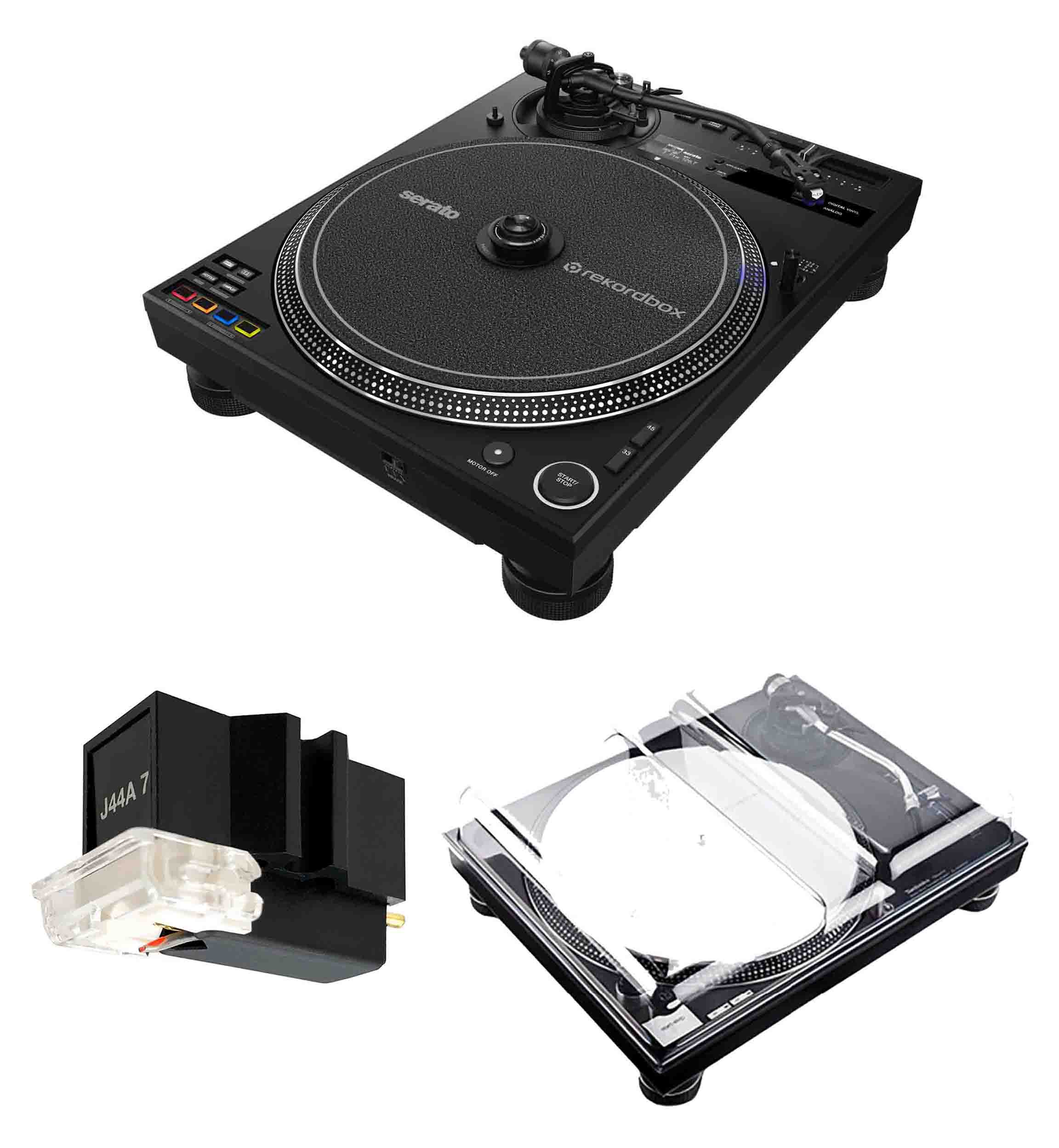 Pioneer DJ PLX-CRSS12 Hybrid Turntable Package with Decksaver Cover and Improved Cartridge - Hollywood DJ