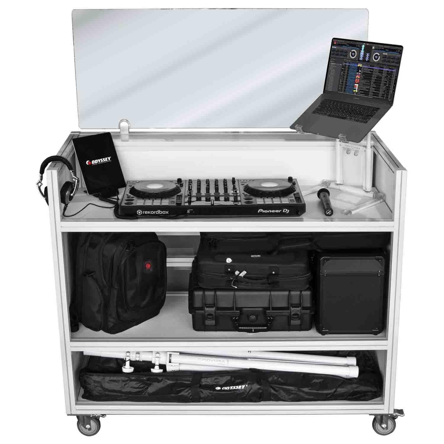 Odyssey MDJ65W Majestic Portable DJ Booth with 65″ Flat Screen Monitor Cabinet - Hollywood DJ