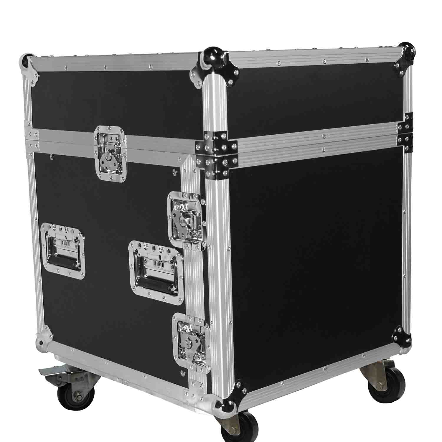 ProX T-10MRLT 10U Rack x 10U Top Mixer DJ Combo Flight Case with Laptop Shelf and Casters - Hollywood DJ