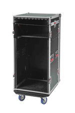Gator Cases G-TOUR 10X16 PU, 10U Top 16U Side Console Rack Case with Casters - Hollywood DJ