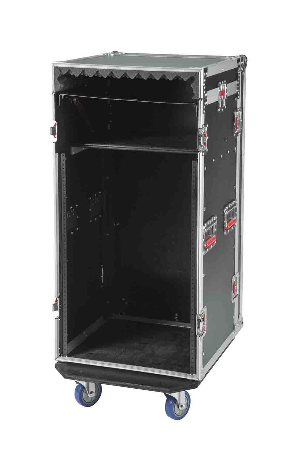 Gator Cases G-TOUR 10X16 PU, 10U Top 16U Side Console Rack Case with Casters - Hollywood DJ