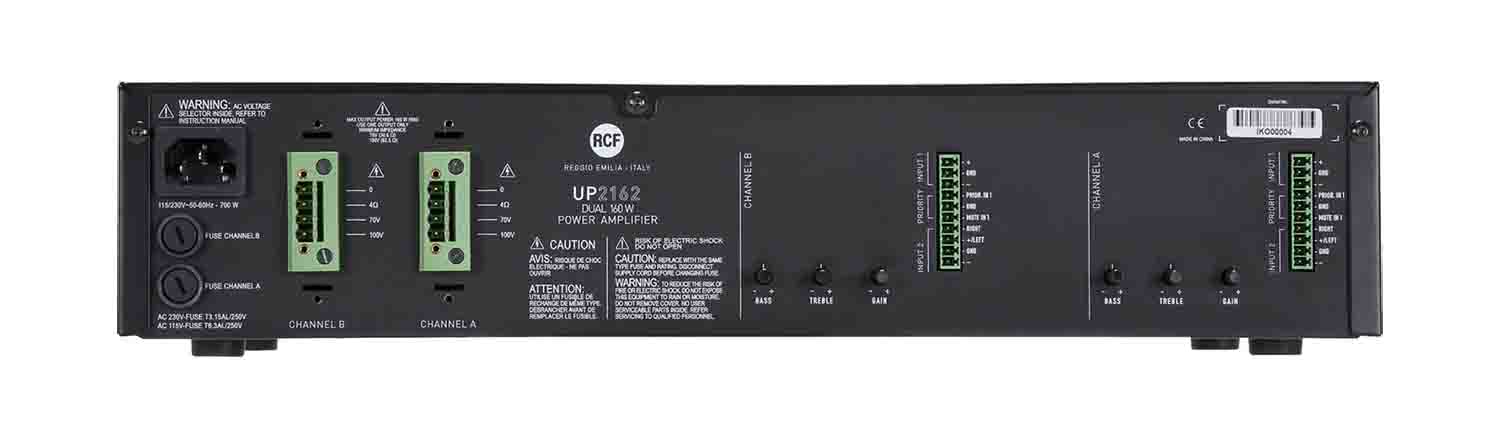RCF UP-2162 2 Channel Power Amplifier - 2 x 160 Watt - Hollywood DJ