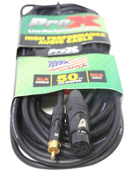 Prox XC-RXF50 Unbalanced RCA to XLR-F High Performance Audio Cable - 50 Feet - Hollywood DJ