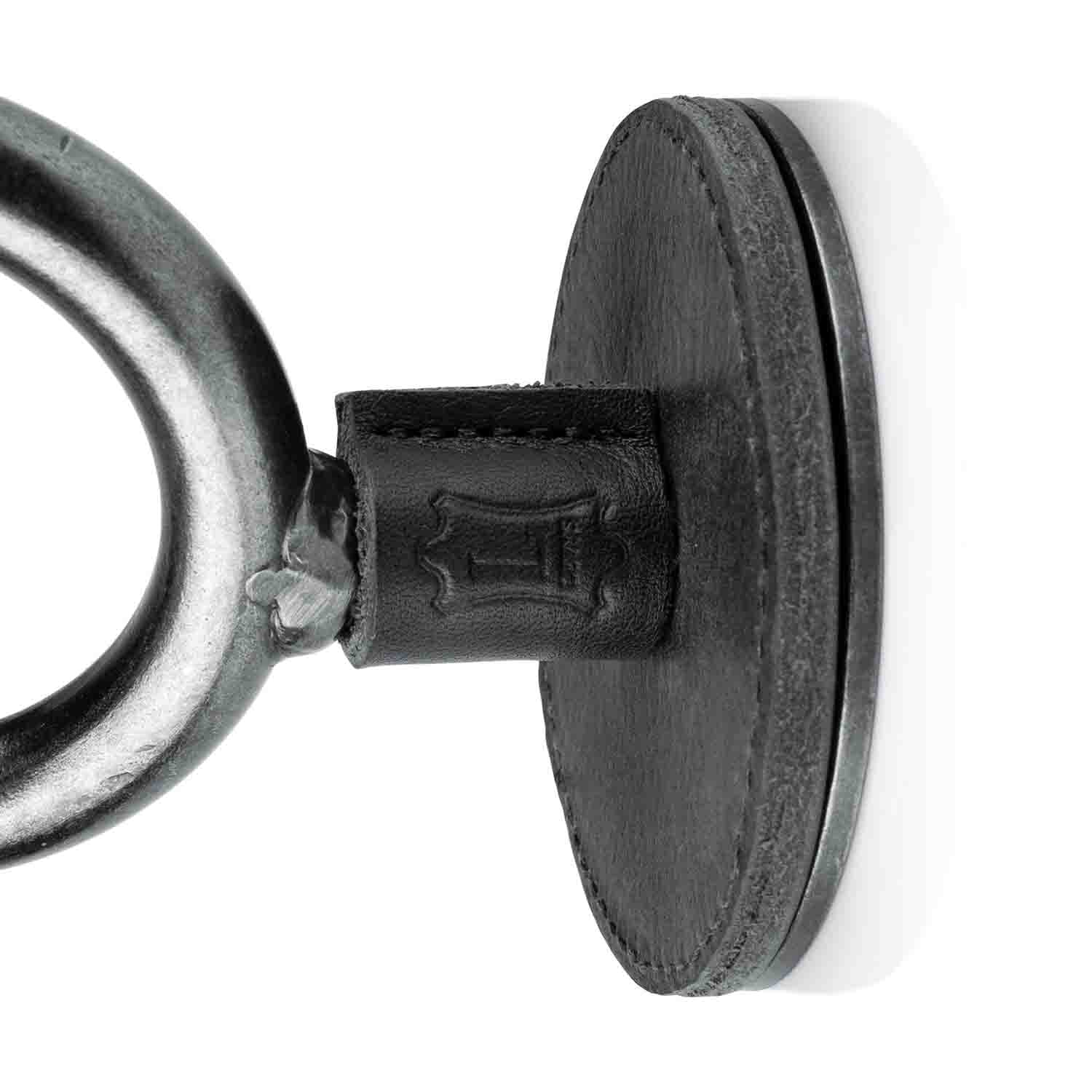 Levy's Leathers LVY-FGHNGR-SMBK Smoke Forged Guitar Hanger with Black Leather - Hollywood DJ