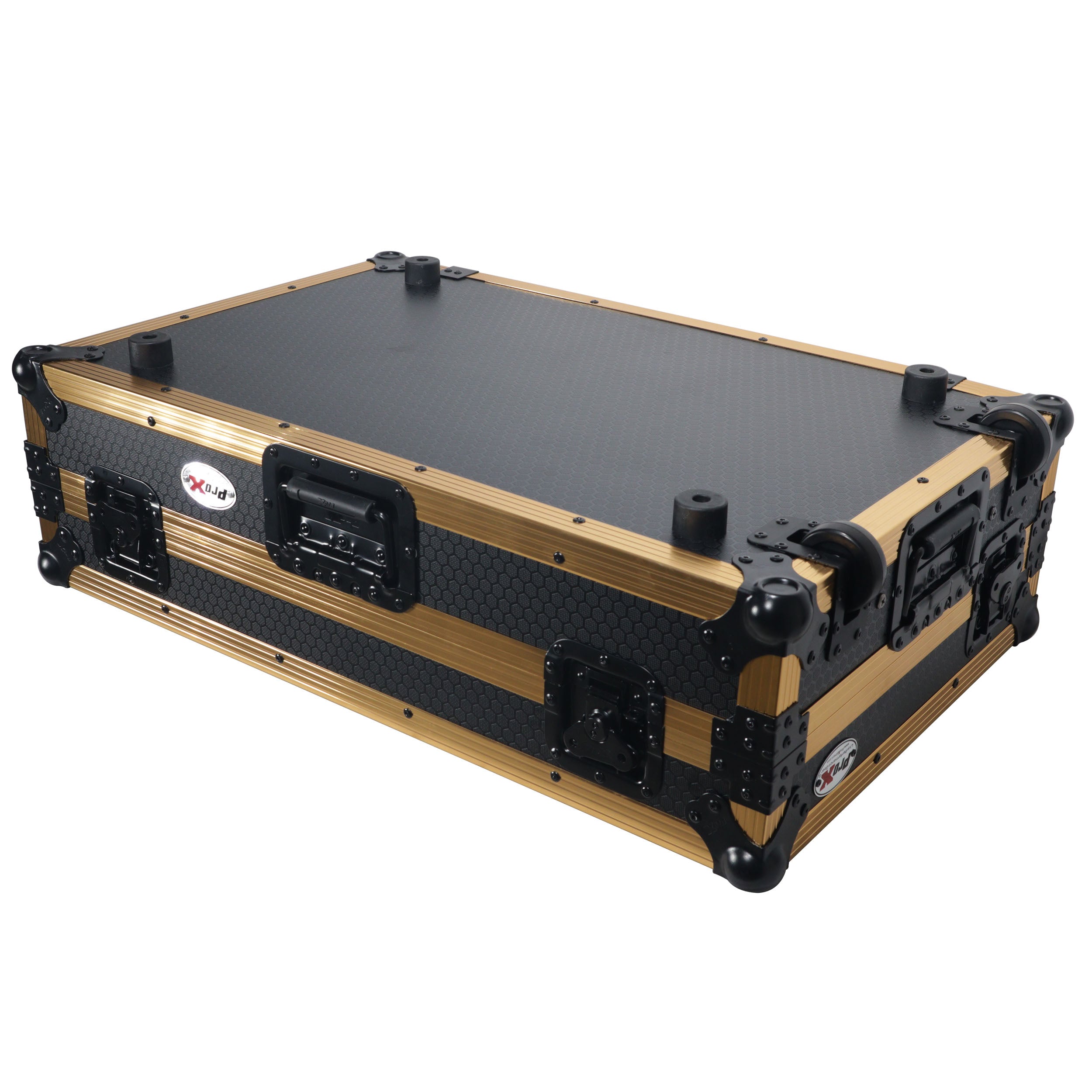 Prox XS-DDJ1000WLTFGLD LED, Flight Case for Pioneer DDJ-1000 SRT SX3 | FLX6 Controller - Gold Black - Hollywood DJ