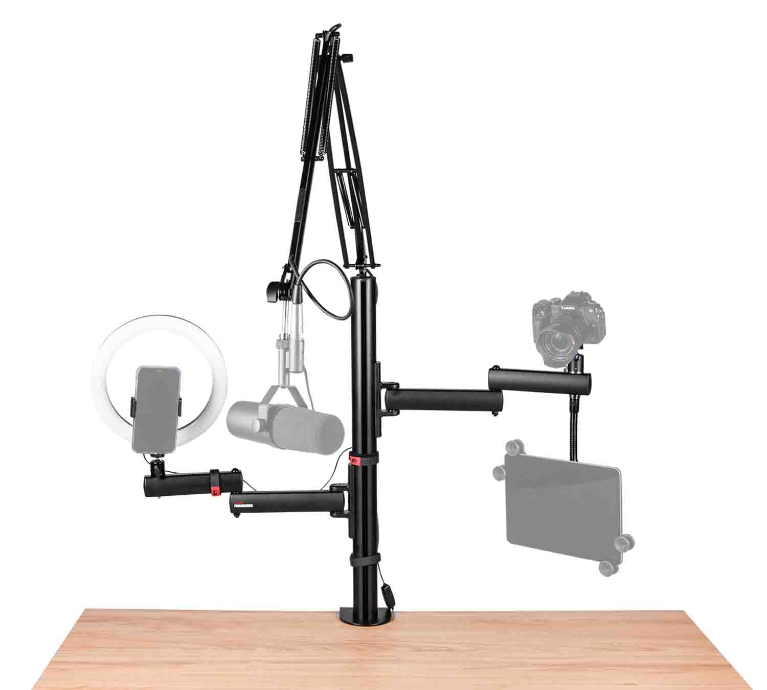 Gator GFW-ID-CREATORTREE Frameworks ID Series All in One Content Creator Tree with Light Microphone and Camera Attachments - Hollywood DJ