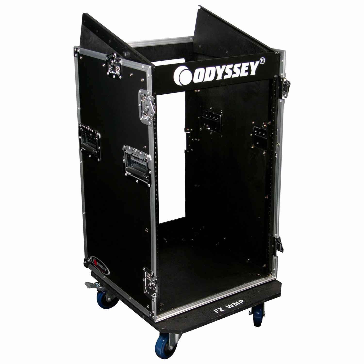 B-Stock: Odyssey FR1016W, Combo Rack 10U Top Slanted 16U Bottom Vertical with Wheels - Hollywood DJ
