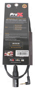Prox XCP-MXM05 Unbalanced 1/8" TRS Mini to XLR-M Premium Audio Cable - 5 Feet - Hollywood DJ