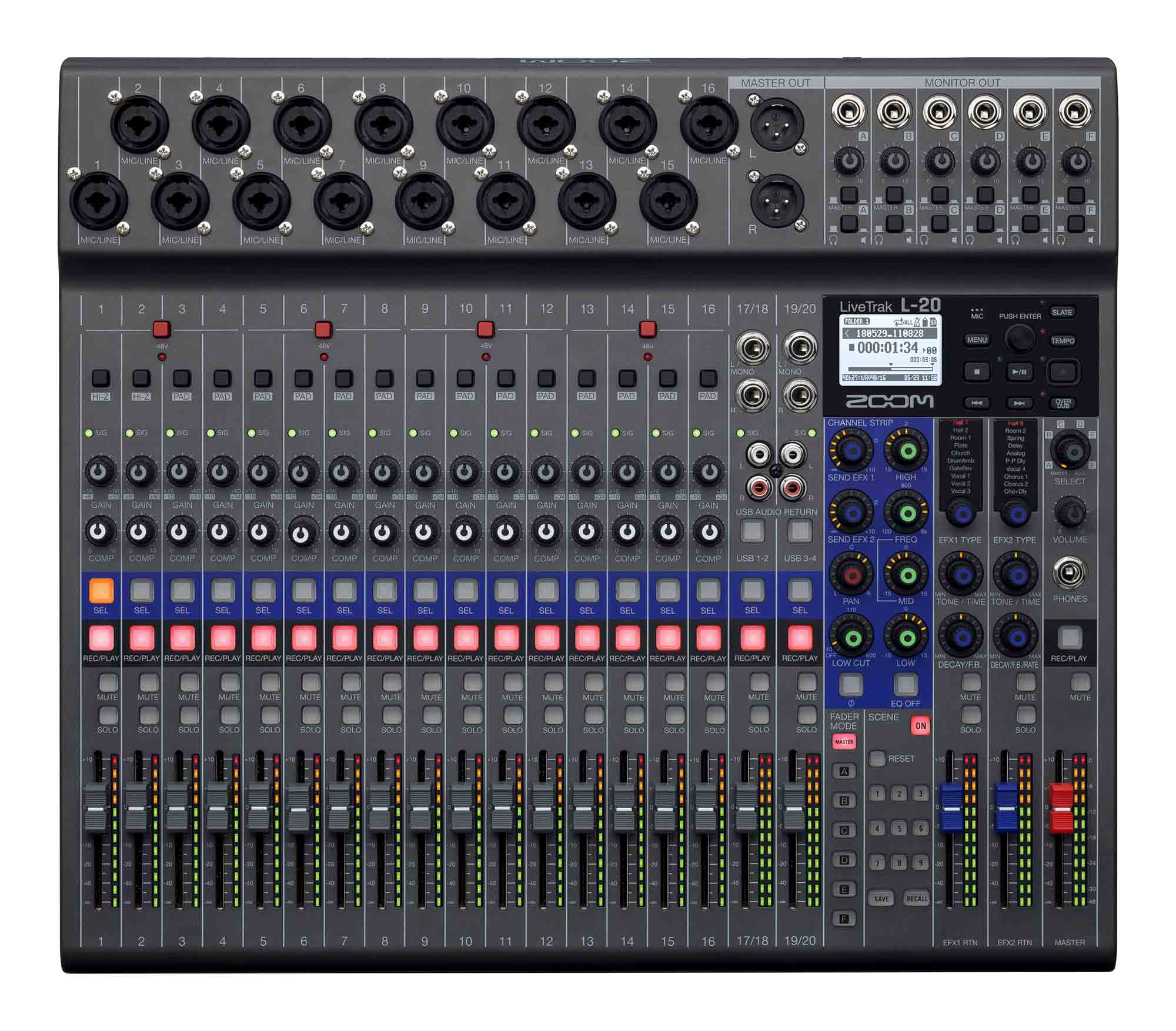 Open Box: Zoom LiveTrak L-20 Digital Console With 16 Mono Mic/Line Inputs And Two Stereo Inputs - Hollywood DJ