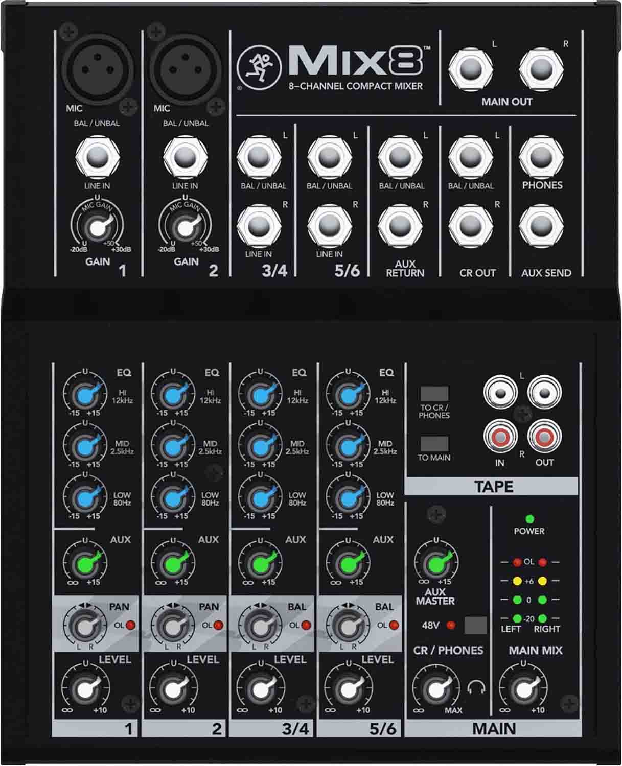 Mackie Mix8 8-Channel Mix Series Compact Mixer - Hollywood DJ