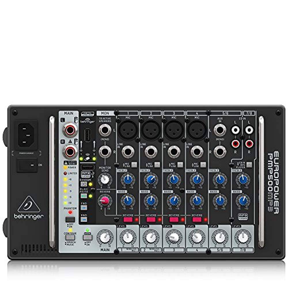 Behringer PMP500MP3, 500W 12-Channel Powered Mixer with MP3 Player - Hollywood DJ