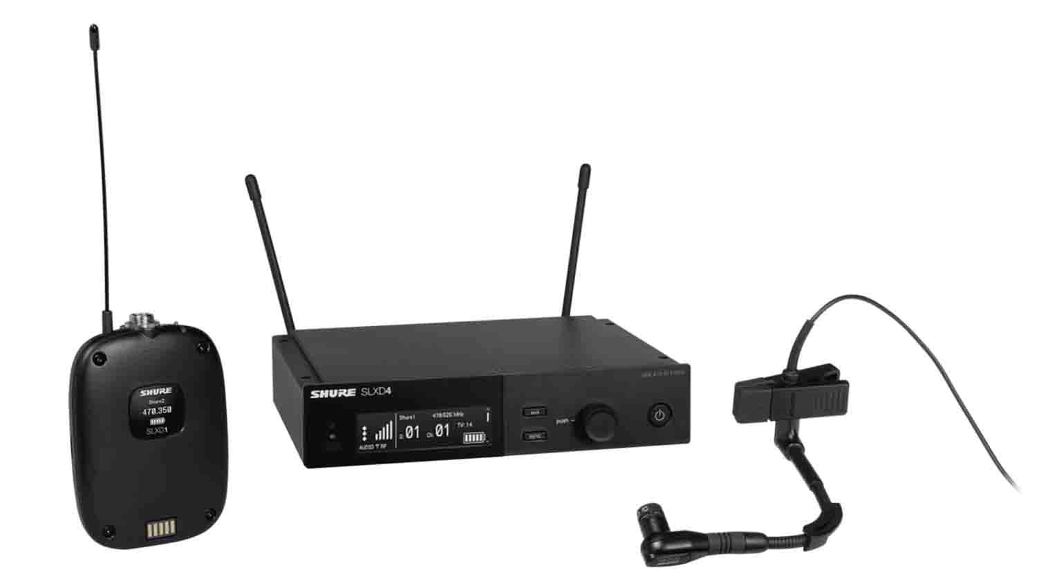 Shure SLXD14/98H Wireless System With SLXD1 Bodypack Transmitter and Beta 98H/C Miniature Instrument Microphone - Hollywood DJ