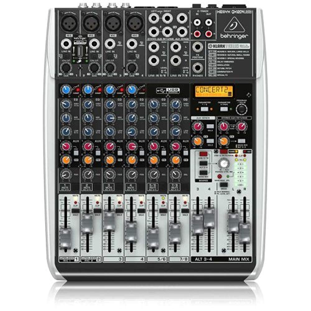 Behringer QX1204USB, 12-Input 2/2-Bus Mixer with USB Audio Interface - Hollywood DJ