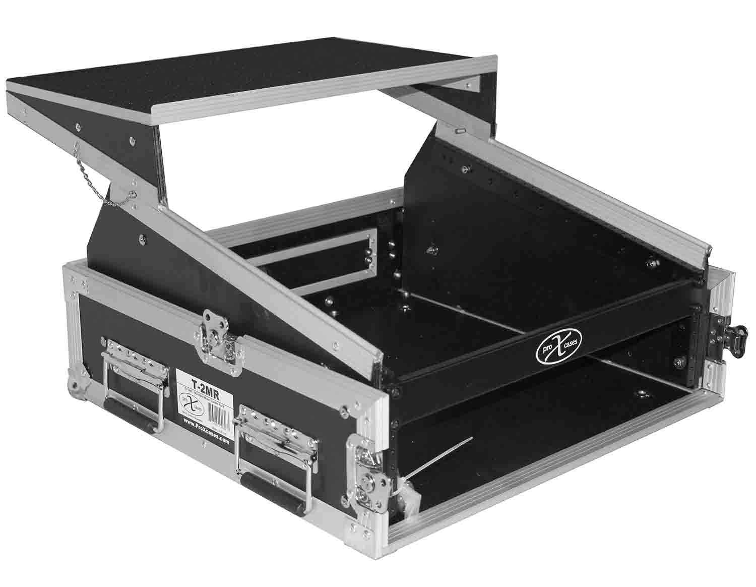 ProX T-2MRLT, 2U Rack x 10U Top Mixer DJ Combo Flight Case with Laptop Shelf - Hollywood DJ