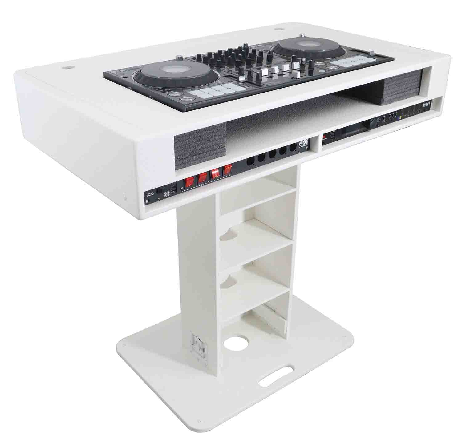 ProX XZF-DJCTW2UCASE Control Tower DJ Stand with 2x1U Rack Laptop Arm and  Cases for Pioneer XDJ-XZ, DDJ-1000 SRT, RANE One, and SX3 - White Finish