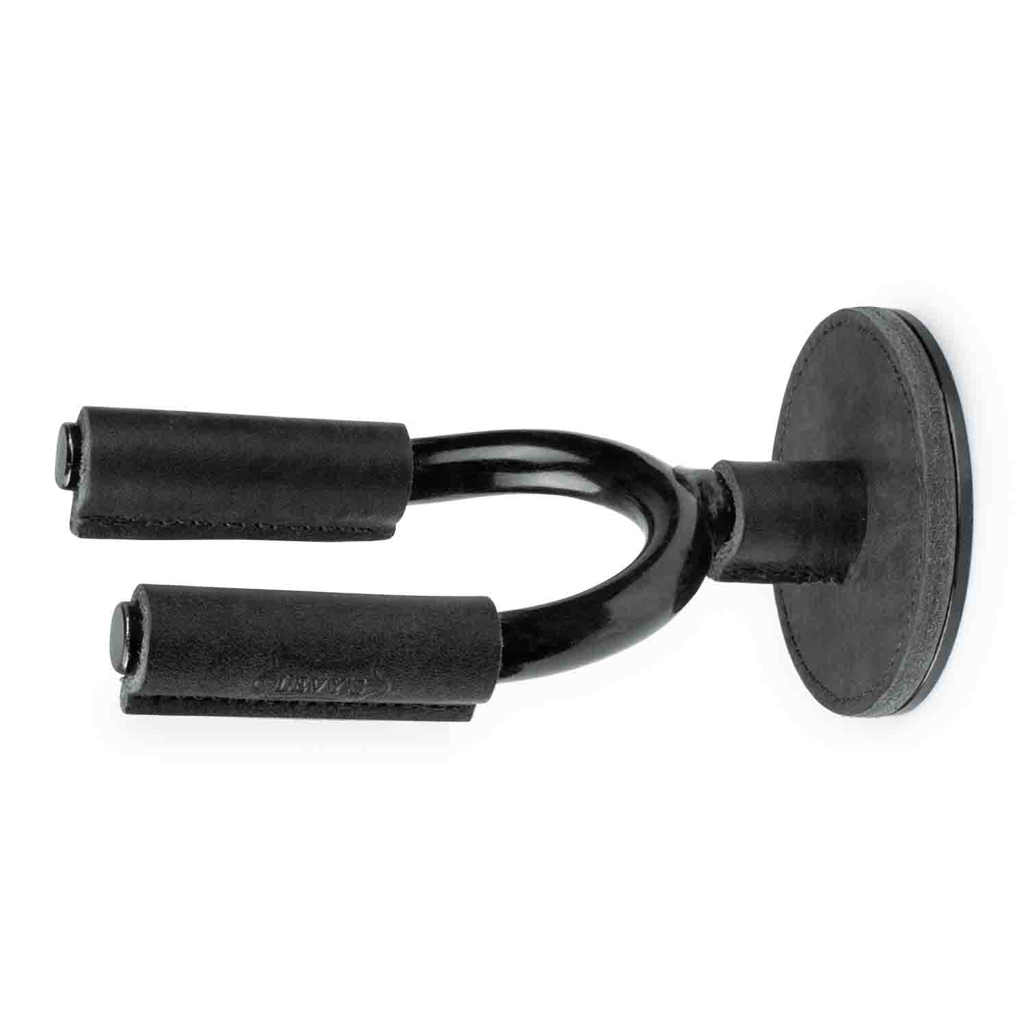 Levy's Leathers LVY-FGHNGR-BKBK Black Forged Guitar Hanger with Black Leather - Hollywood DJ