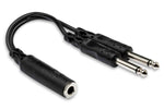 Hosa YPP-106 Y Cable, 1/4 in TSF to Dual 1/4 in TS - Hollywood DJ