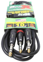 Prox XC-SYS10 1/4" TRS-M to Dual 1/4" TRS-M High Performance Audio Cable - 10 Feet - Hollywood DJ