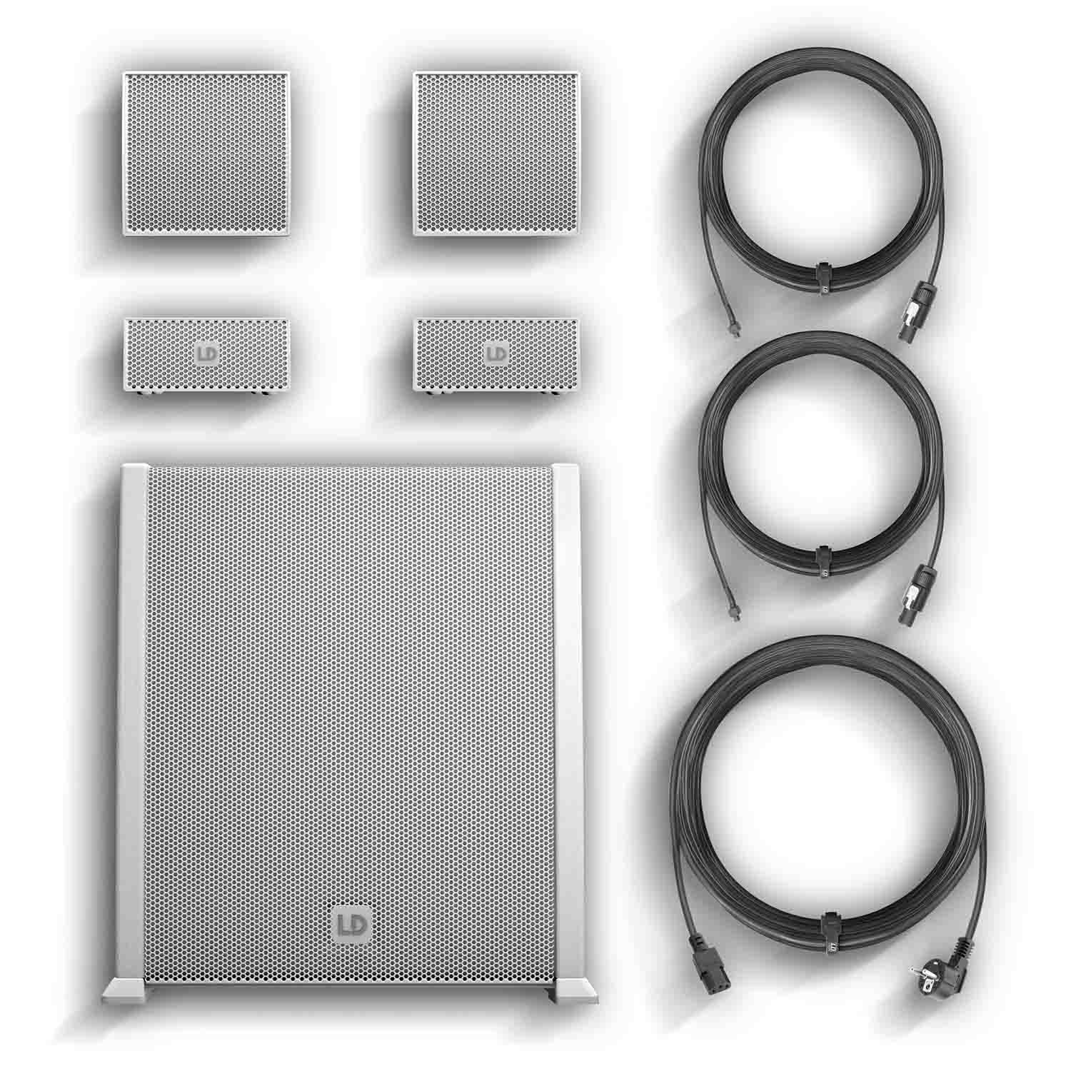 LD Systems CURV500AVSW Portable Array System AV Set Including Speaker Cables - White - Hollywood DJ