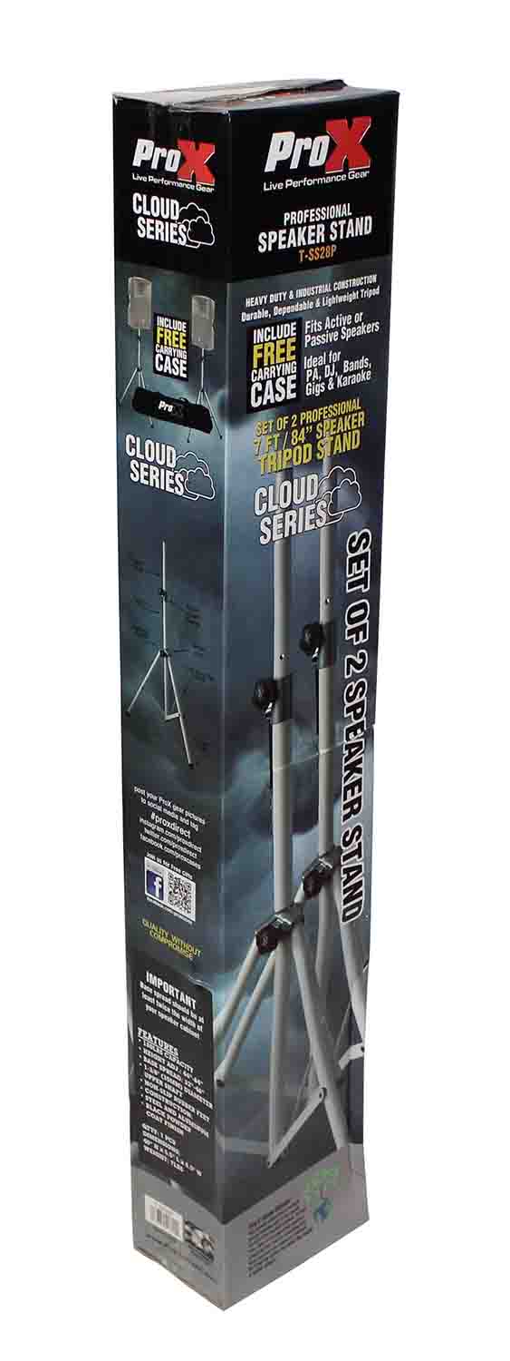 ProX T-SS28P White Heavy Duty All Metal Speaker Tripod Stand Set of Cloud Series 2, 4-7 ft (44"-84") - Hollywood DJ