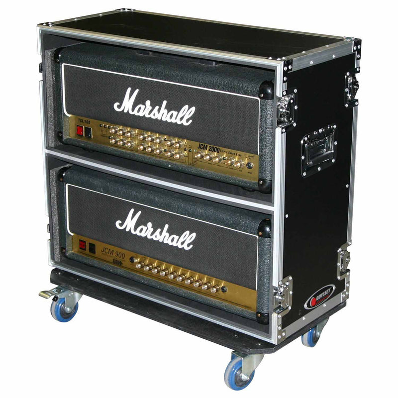 Odyssey FZGAMPHEAD2X2W Dual Guitar Amp Head Flight Case - Hollywood DJ