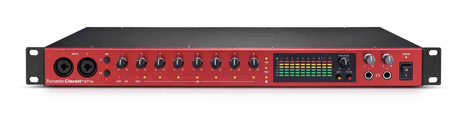 Focusrite Clarett+ 8Pre Rackmount 18x20 USB Type-C Audio/MIDI Interface - Hollywood DJ