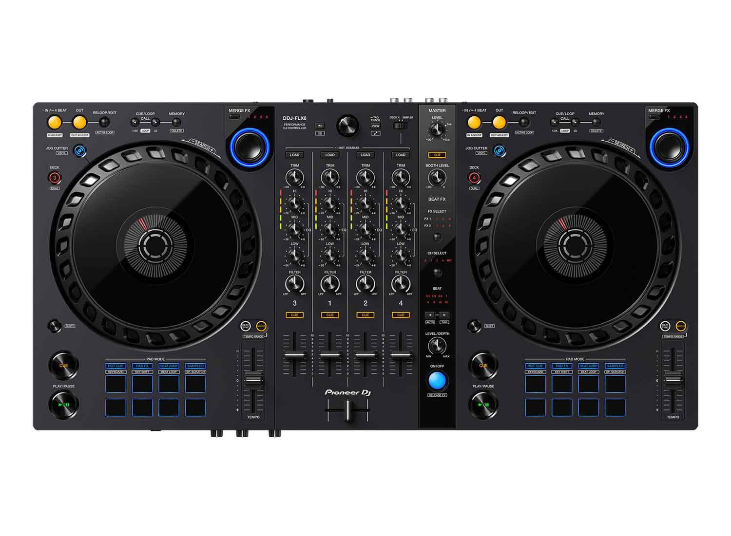 DJ Package for Club with Pioneer DJ Controller, Case, Headphones, Loudspeaker, Cable and LED Lighting System - Hollywood DJ