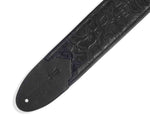 Levy's Leathers M4WP-007 3” Embossed Leather Guitar Strap - Black - Hollywood DJ
