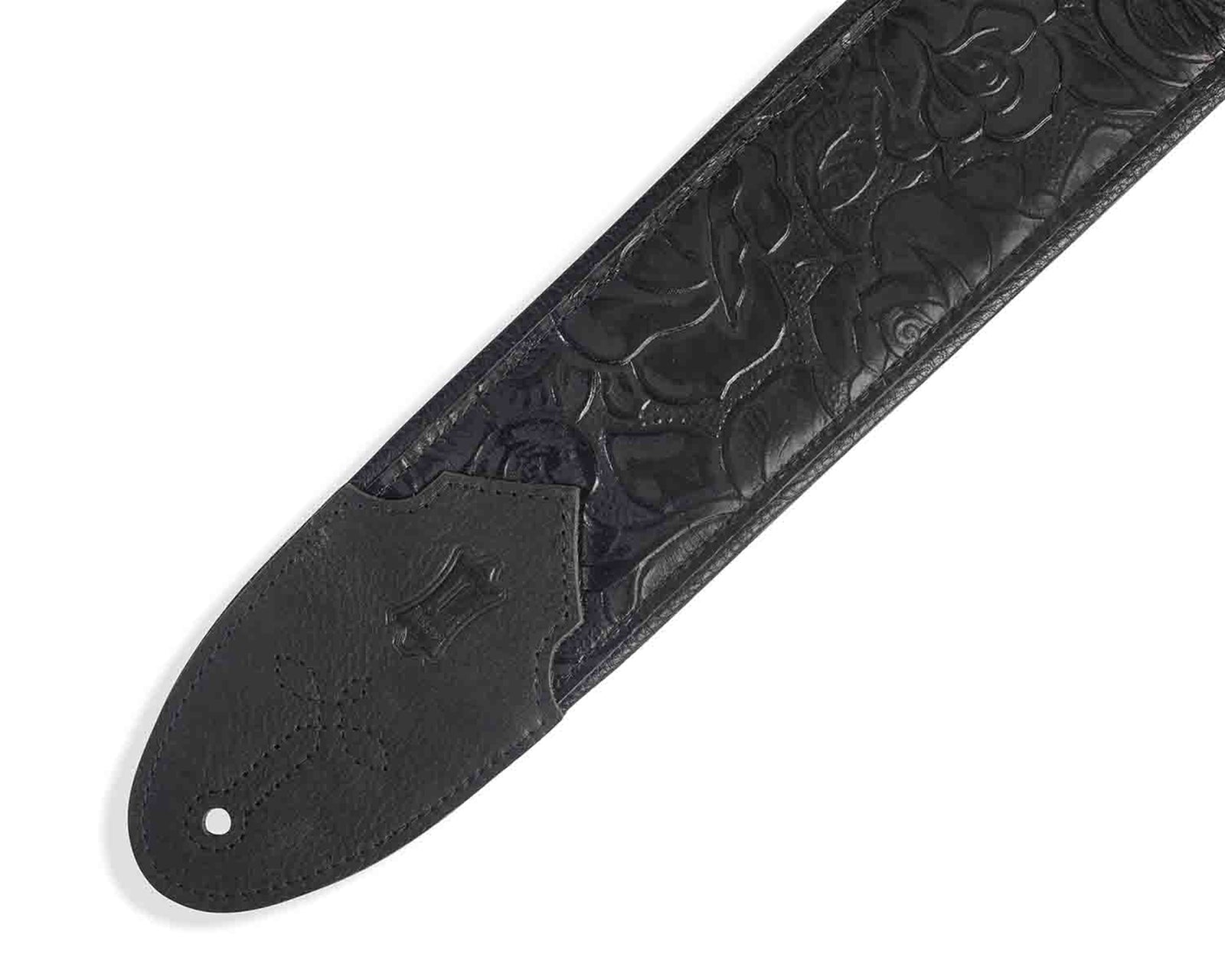 Levy's Leathers M4WP-007 3” Embossed Leather Guitar Strap - Black - Hollywood DJ