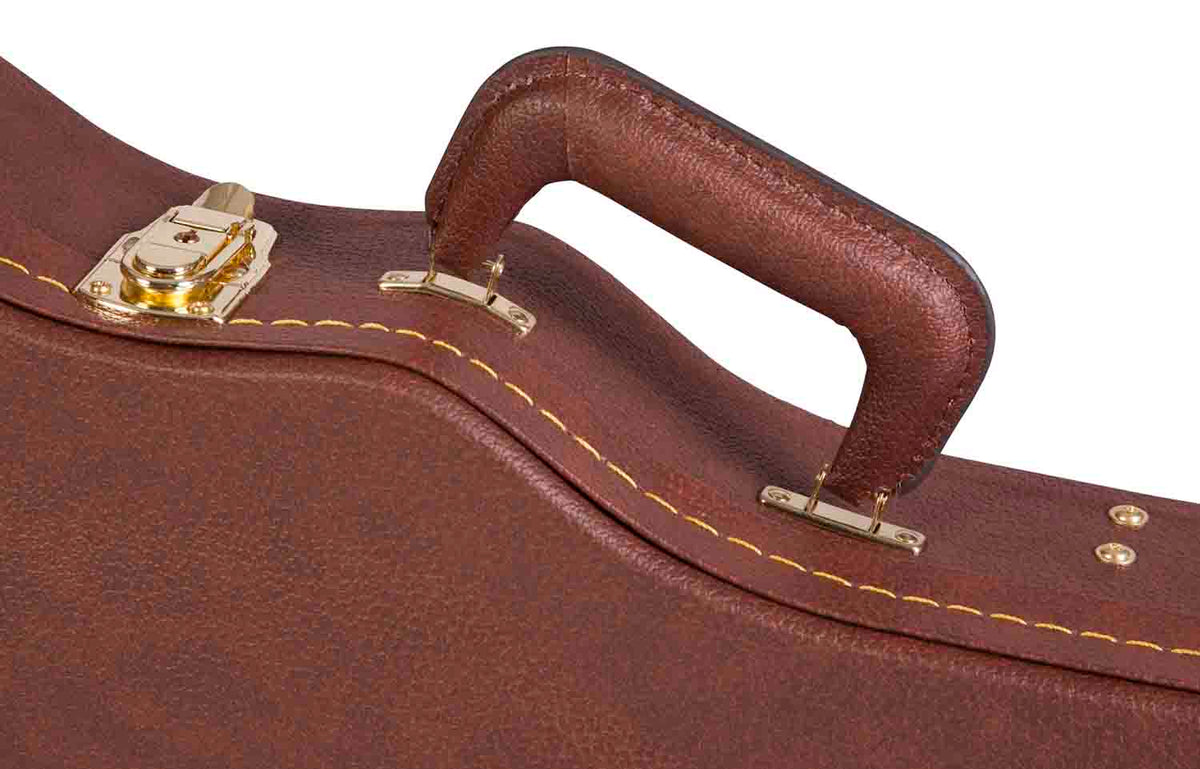 Gator Cases GW-LP-BROWN Deluxe Wood Case for Single-Cutaway Guitars - Vintage Brown Exterior - Hollywood DJ