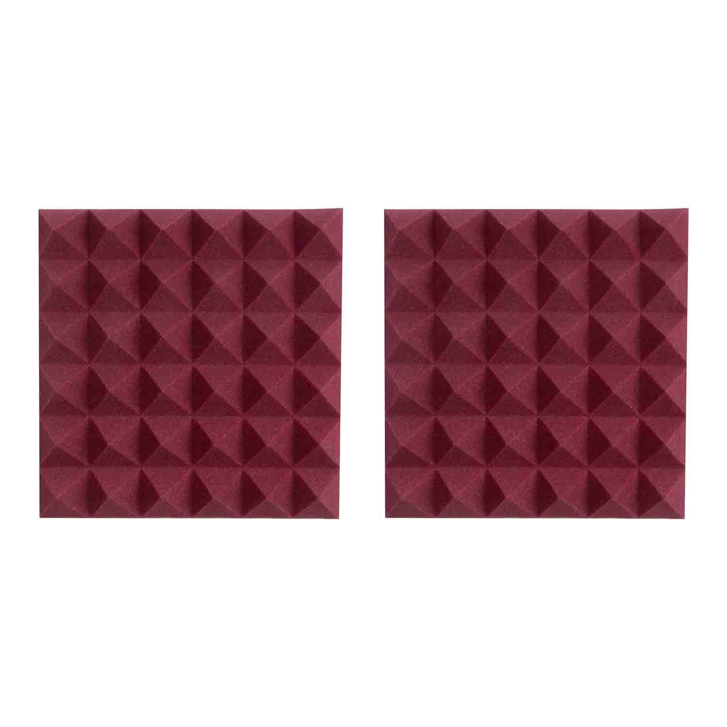 Gator Frameworks GFW-ACPNL1212PBDY-2PK 2 Pack of Burgundy 12x12" Acoustic Pyramid Panel - Hollywood DJ