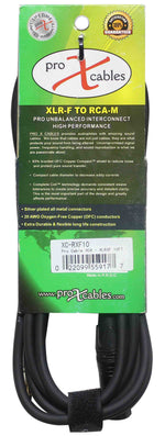 Prox XC-RXF10 Unbalanced RCA to XLR-F High Performance Audio Cable - 10 Feet - Hollywood DJ