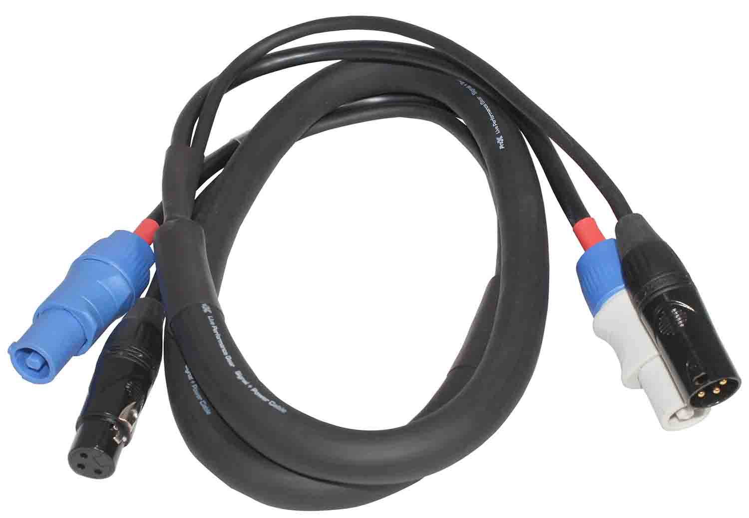 ProX XC-PWC14-DMX05 14 AWG Blue-M to Gray-M and DMX-3 XLR Male to Female Cables for Powercon Compatible Devices - 5 Feet - Hollywood DJ