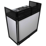 ProX XF-VISTA BL VISTA DJ Booth Facade Table Station with White/Black Scrim kit and Padded Travel Bag - Hollywood DJ