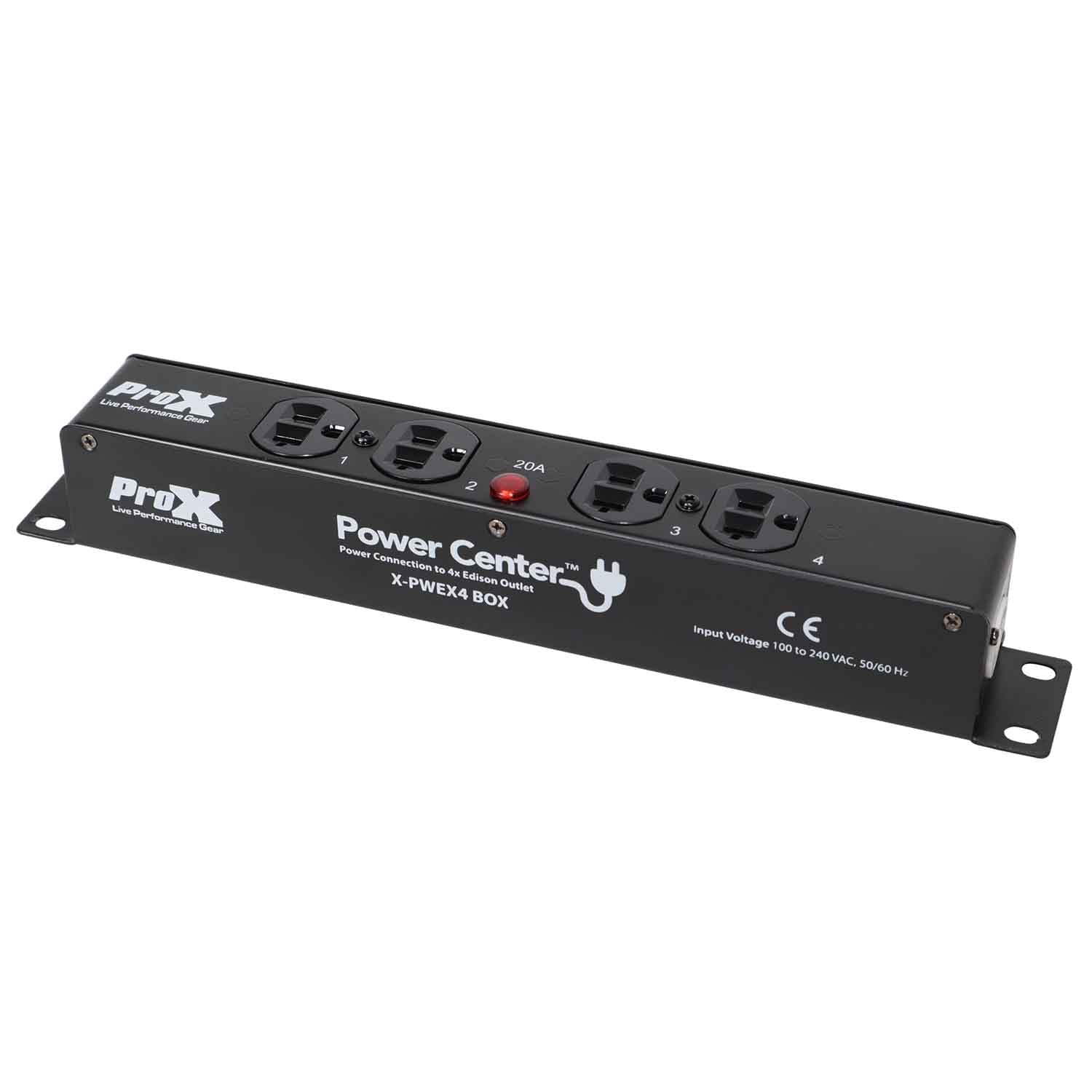 ProX X-PWEX4 BOX Power Center for Indoor Power Connector Compatible to 4X Edison Power Outlet - Hollywood DJ