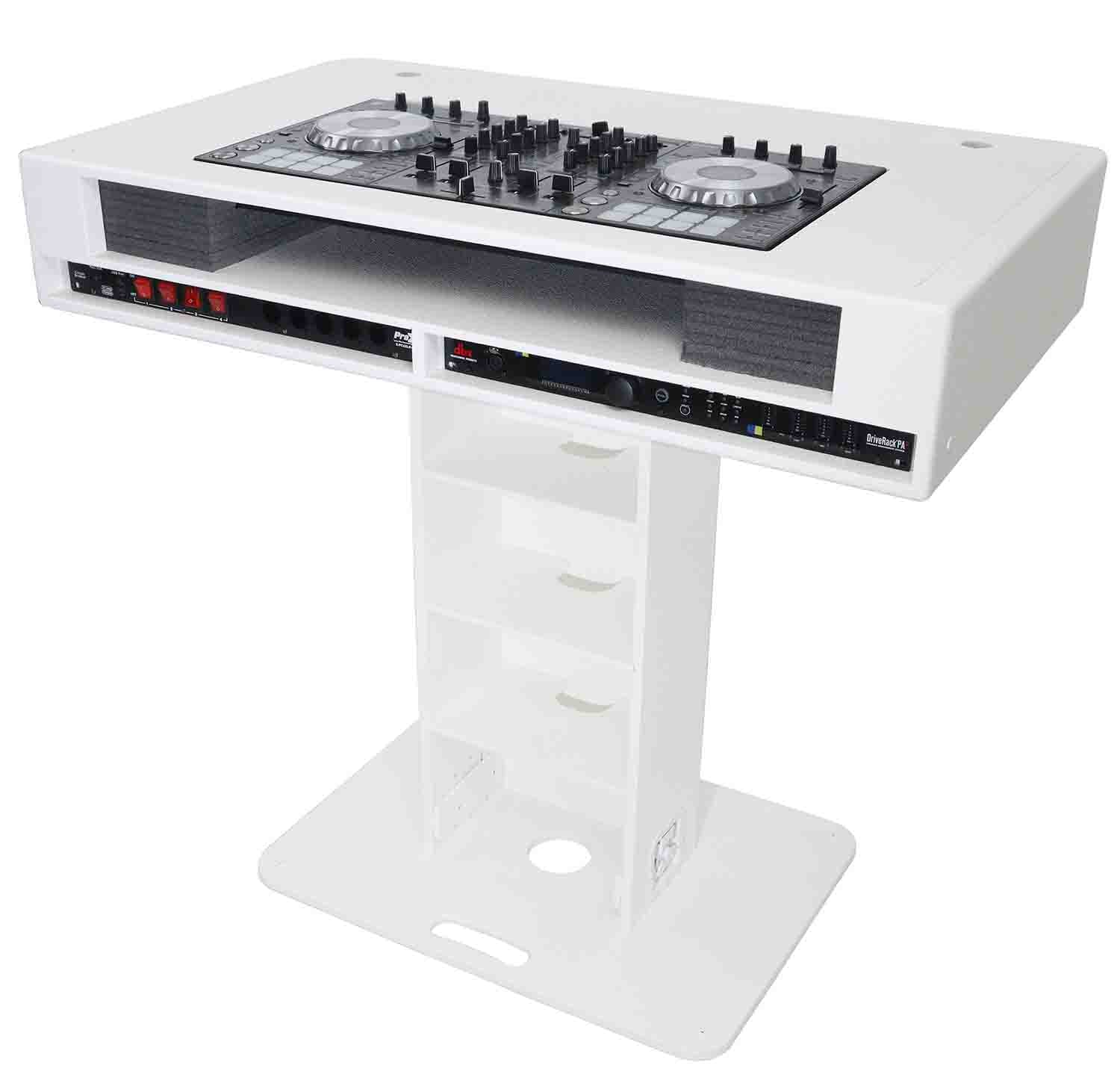 ProX XZF-DJCTW2UCASE Control Tower DJ Stand with 2x1U Rack Laptop Arm and  Cases for Pioneer XDJ-XZ, DDJ-1000 SRT, RANE One, and SX3 - White Finish